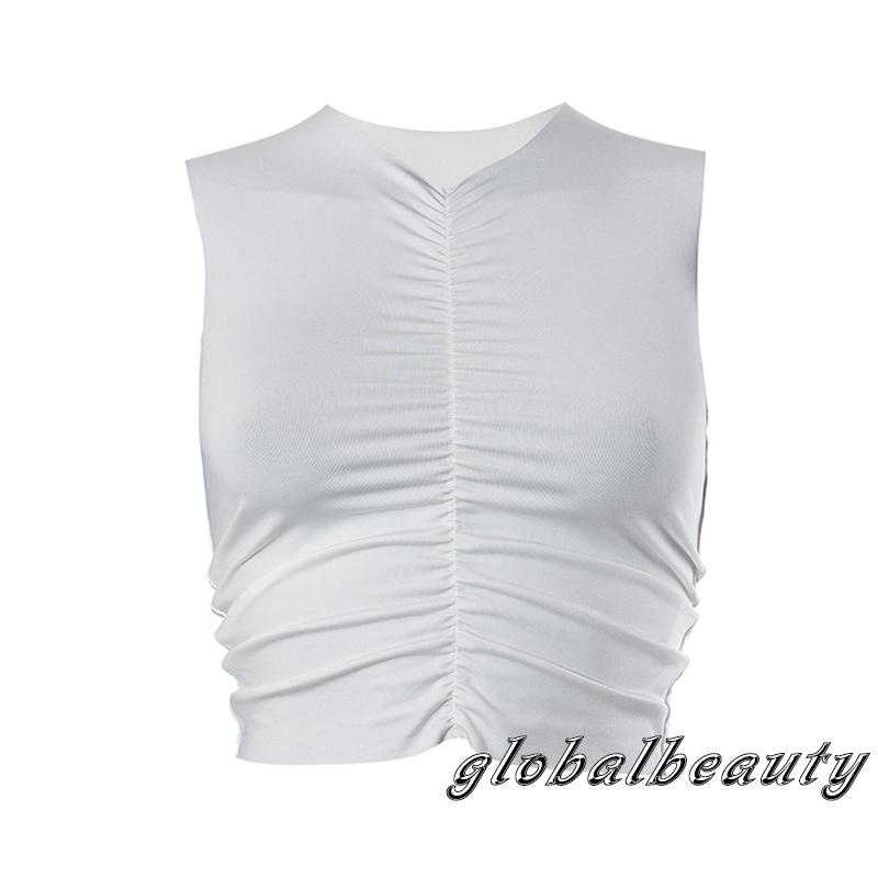 Áo Lửng Không Tay Cổ Chữ V Thời Trang Quyến Rũ Cho Nữ