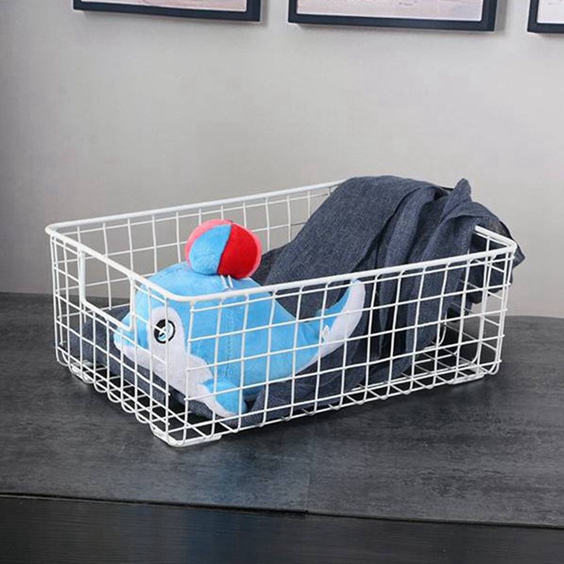 Bộ 2 Giỏ Sắt Đựng Đồ Dùng Màu Đen Có Tay Cầm Tiện Dụng Cho Nhà Bếp