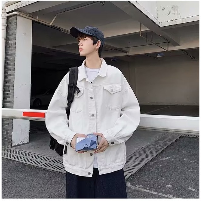Áo Khoác Denim Dáng Rộng Thời Trang Hàn Quốc Cá Tính Cho Nam