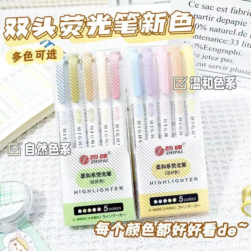 Bút Đánh Dấu Bắt Sáng Hai Đầu Màu Sắc Tự Nhiên