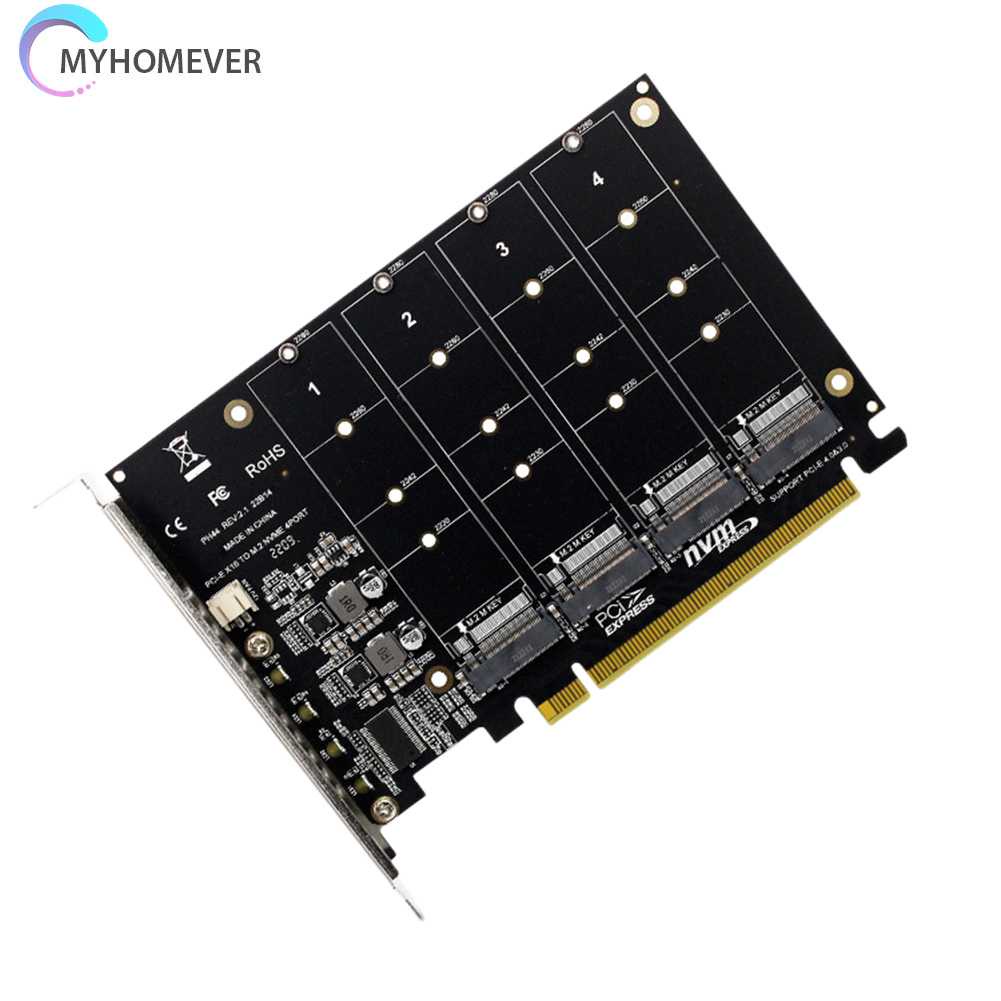 Bộ ChuyểN ĐổI Ổ CứNg 4 CổNg M.2 NVME SSD Sang PCIE X16, Hỗ Trợ 2230 / 2242 / 2260 / 2280