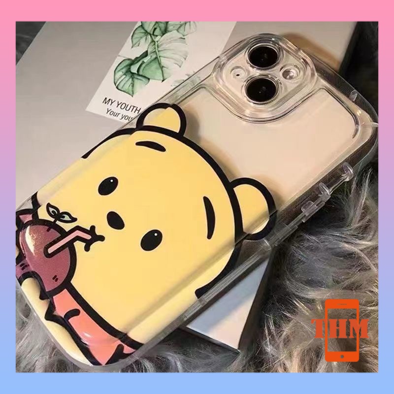 Ốp lưng iPhone Gấu dâu tây hoạt hình và gấu Pooh,  xà phòng, đệm khí, vỏ mềm Cho Iphone 6 / 6S / 6splus / se / 7 / 7plus / 8 / 8plus / X / xs / xsmax / 11 / 12 / 13 / 14 / Plus / Pro / Pro Max-401