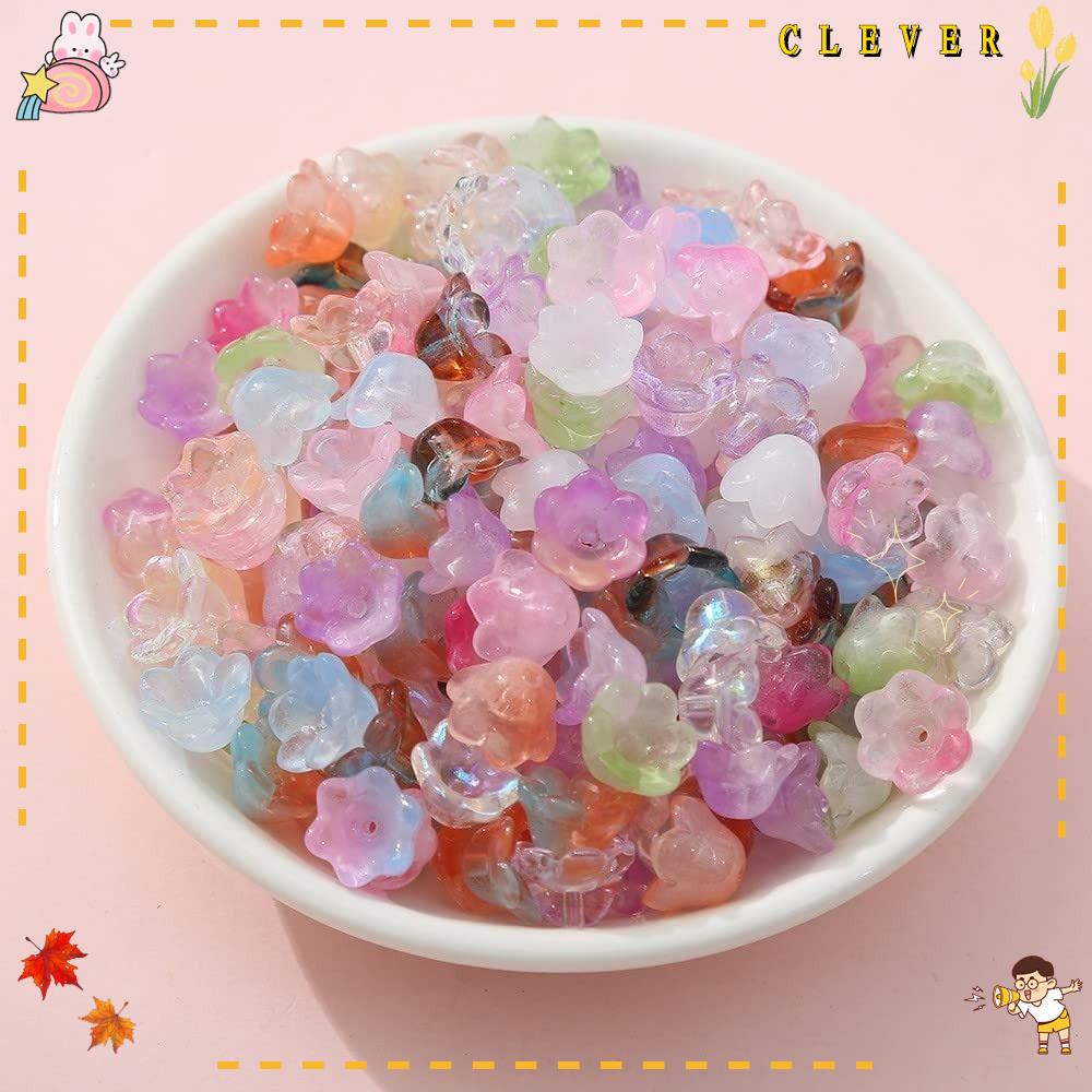 Set 100 Hạt Thủy Tinh 12x7mm Nhiều Màu Sắc Làm Trang Sức Thủ Công