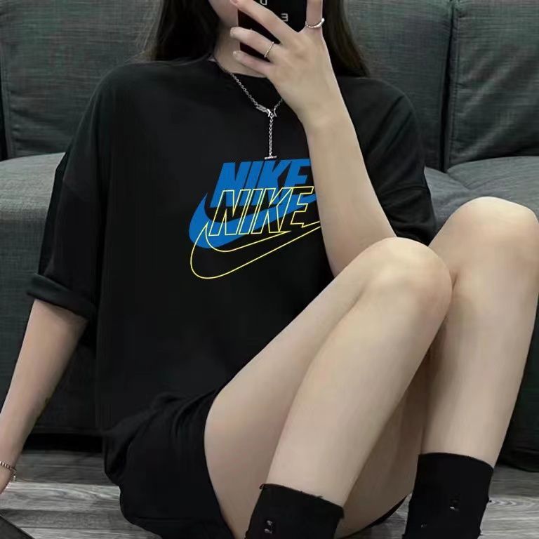 Áo Thun Thể Thao cotton Nguyên Chất In Chữ nk Lớn Mùa Hè Mới + Thẻ Đơn Giản Cho Cặp Đôi