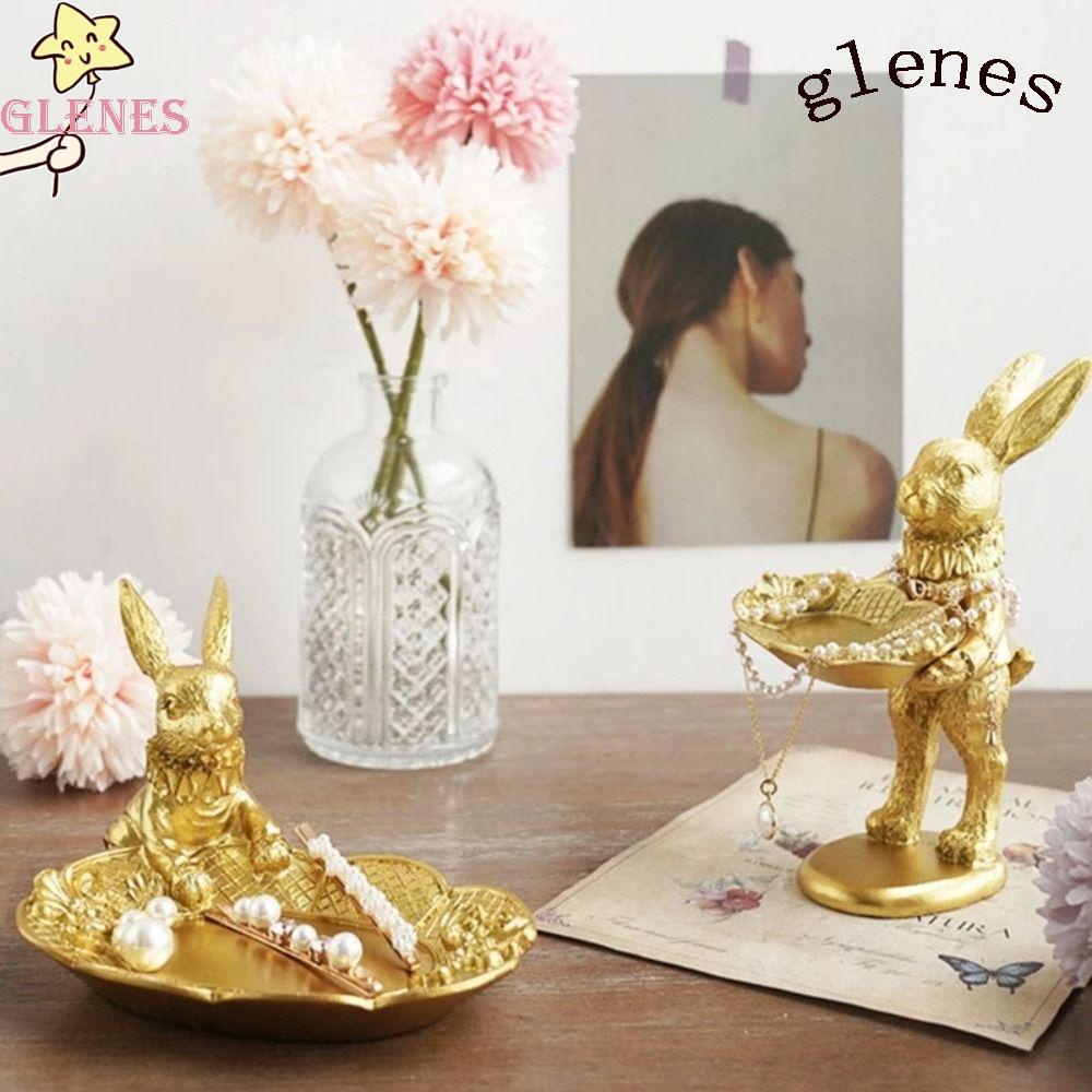 Điêu Khắc Hình Thỏ Phong Cách Châu Âu|Giá Đỡ Trưng Bày Trang Sức Bằng Nhựa Resin Thủ Công