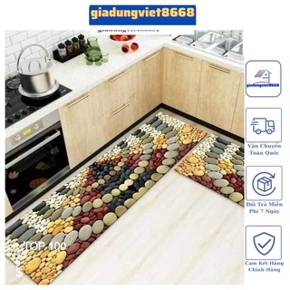 Bộ 2 thảm nhà bếp 3D cao cấp bám sàn chống trơn trượt size 2 TẤM 40×60 cm và 40x120 cm] [Màu Ngẫu Nhiên]