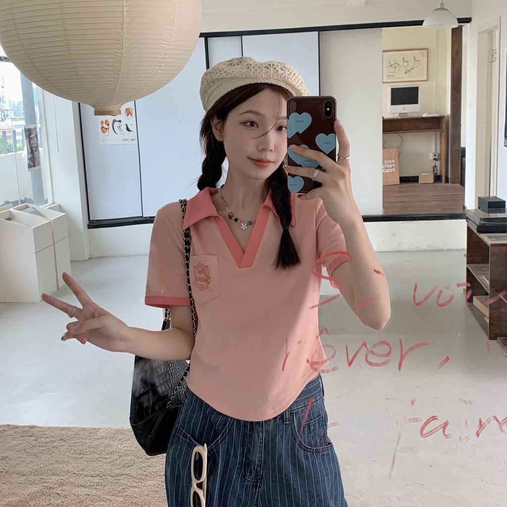 Áo Thun polo Tay Ngắn Cổ Đứng Thời Trang Cho Nữ