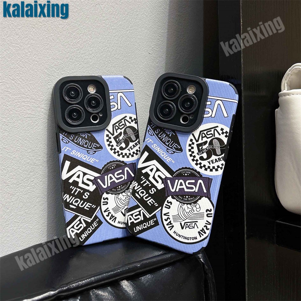 Ốp Điện Thoại Da Mềm Họa Tiết VANS Màu Xanh Dương Cho iPhone 11 12 13 14 Pro Max 14 Plus Xs Max X XR 7 8 Plus