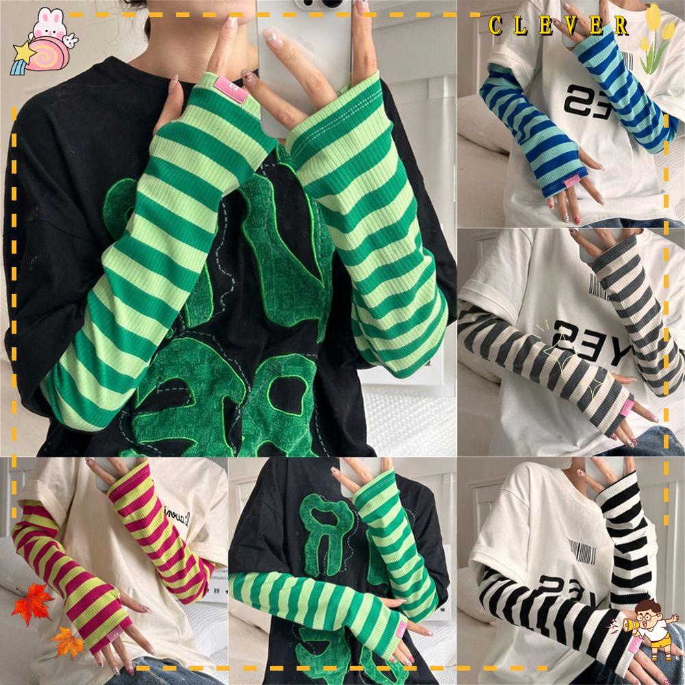 Găng Tay Dài Bằng Lụa Lạnh Họa Tiết Sọc Thời Trang Mùa Hè