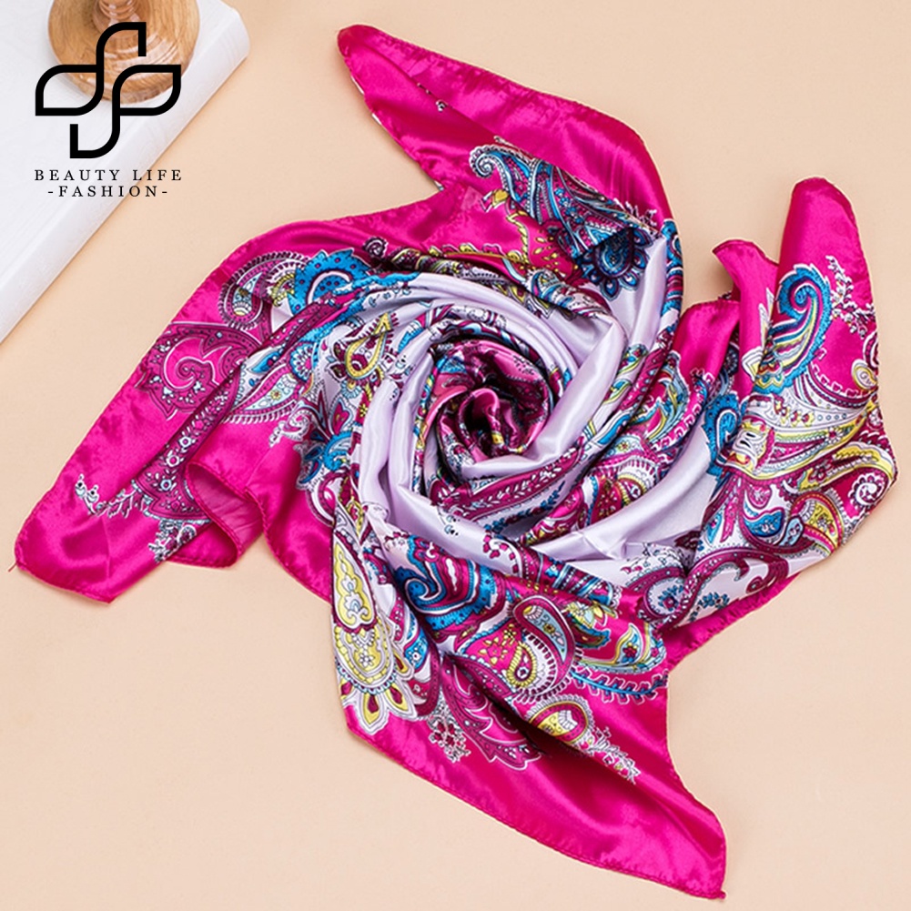 Khăn Vuông 90x90cm Bằng Lụa In Họa Tiết Hoa Cho Nữ