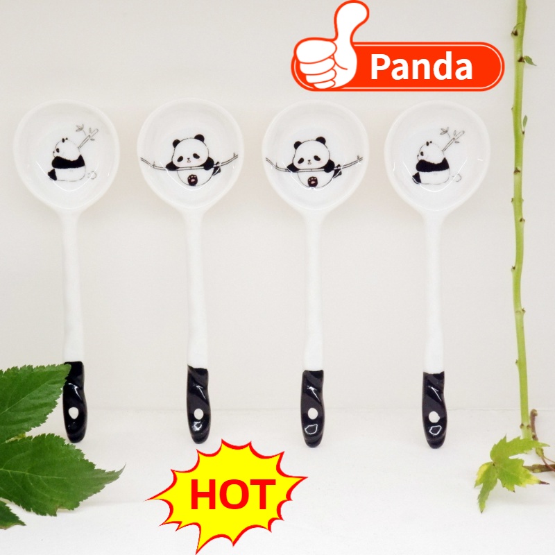 Muỗng Múc Cơm / Súp Bằng Gốm Sứ Tay Cầm Dài Hình Gấu Trúc / Thỏ Nhiều Màu Dễ Thương Sáng Tạo Chất Lượng Cao Graby2023 [Giá Trị CP]