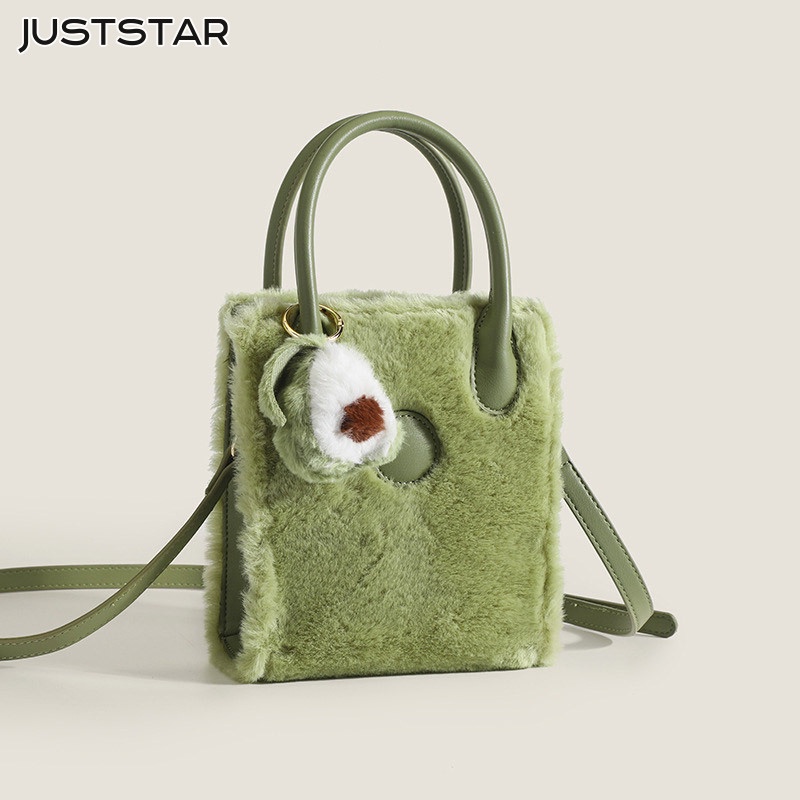 JUST STAR Túi Xách Lông Nhung Mềm Mại Hình Quả Bơ Thời Trang