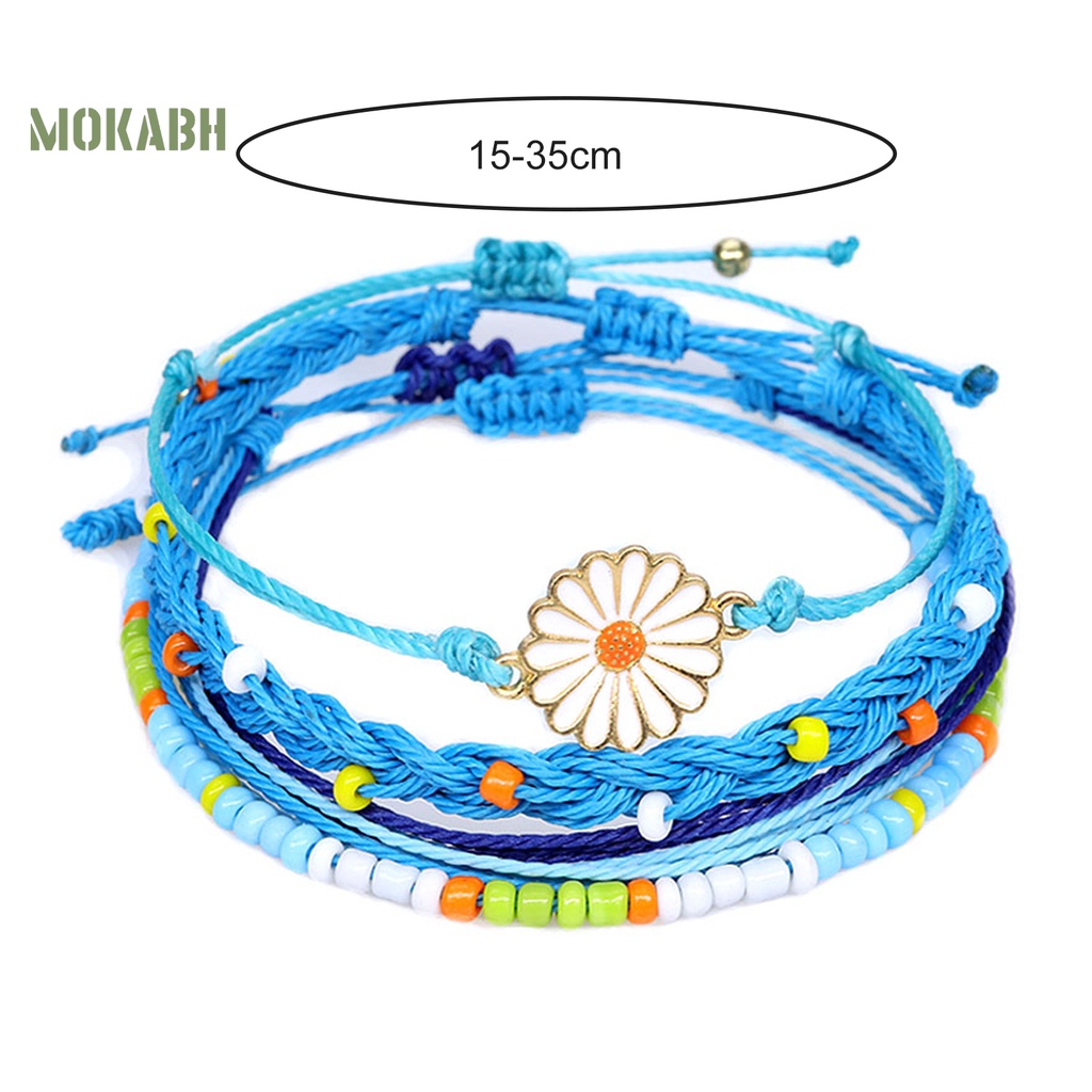 4 Vòng Đeo Tay Chống Thấm Nước Bằng Hợp Kim Phong Cách Bohemian Thời Trang Cho Nữ