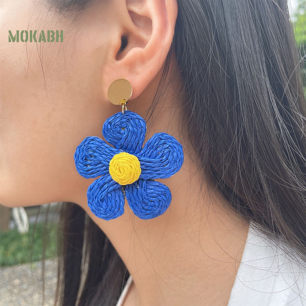 1 Đôi Bông Tai Hình Hoa Màu Sắc Tươi Sáng Phong Cách Kỳ Nghỉ Cho Nữ