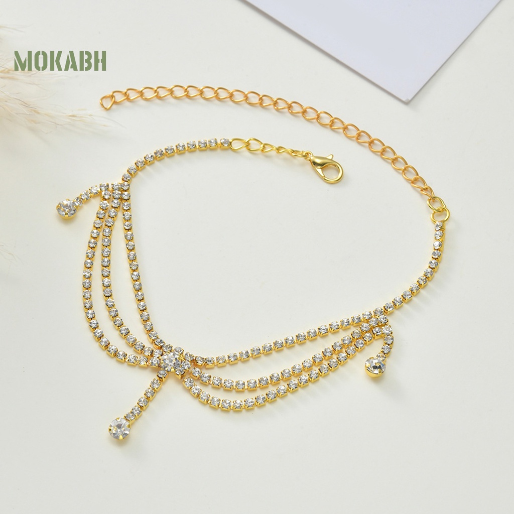 1 Lắc Chân Đính Đá Nhiều Lớp Có Thể Điều Chỉnh Thời Trang Mùa Hè Cho Nữ