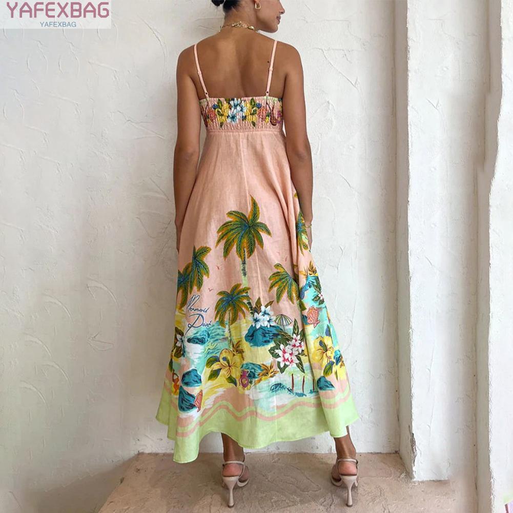 Chic and Comfy Pink Bohemian Beach Maxi Dress for Women Summer Sundress with Floral Print