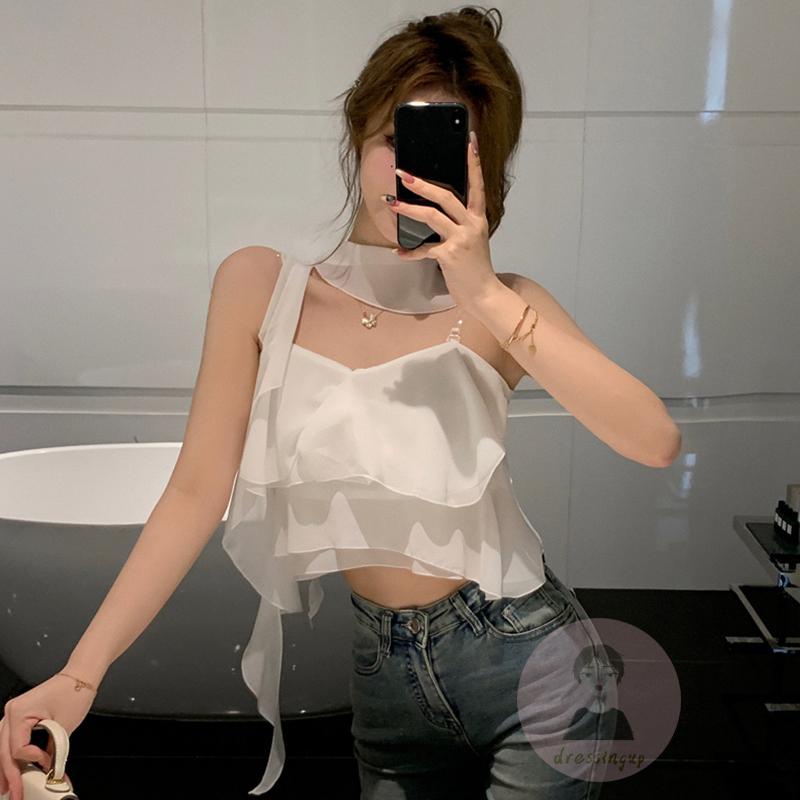 Áo Ngắn Không Tay Hở Vai Màu Sắc Thời Trang Mùa Hè Cho Nữ