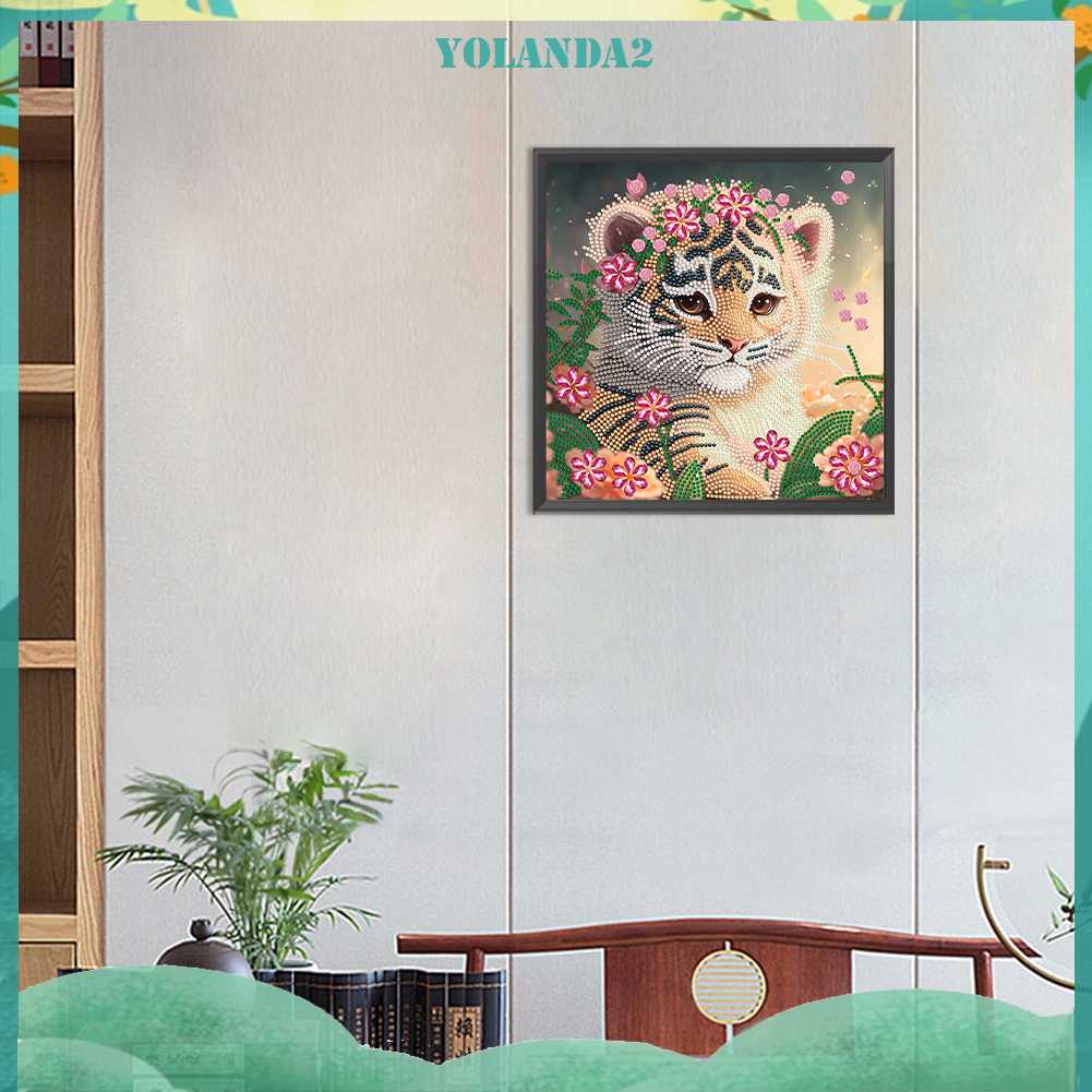 Tranh Đính Đá Hình Chú Hổ 5D Nghệ Thuật Tự Làm Thủ Công Treo Trang Trí Nội Thất