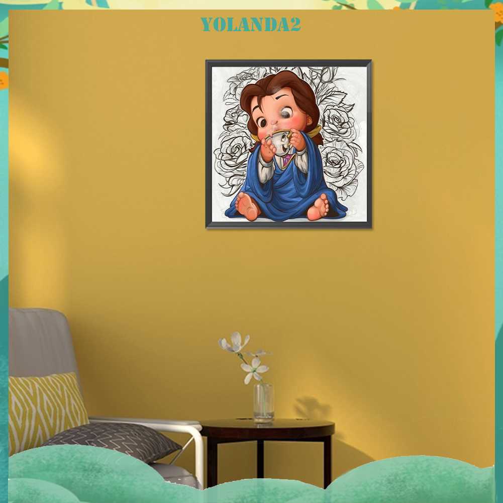 Tranh Đính Đá Kim Cương Toàn Bộ 5D DIY Hình Vẽ Công Chúa Belle