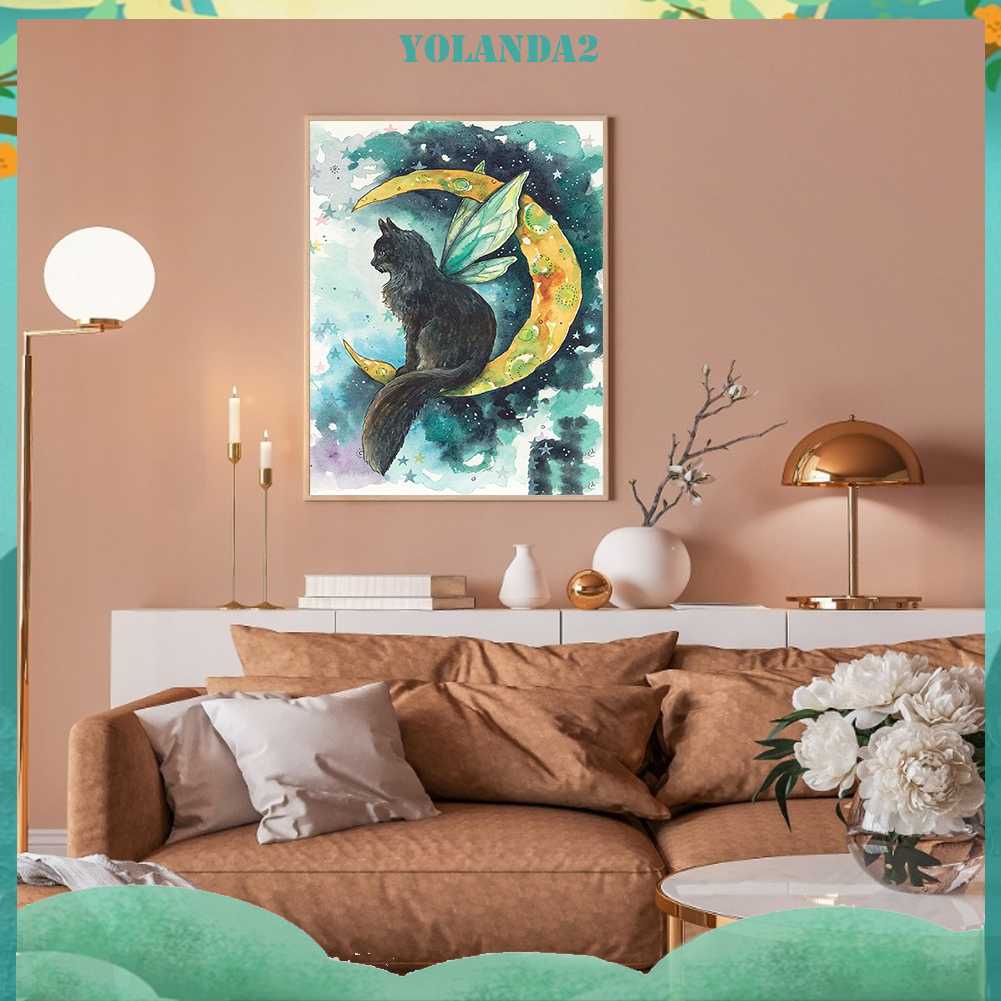 Tranh Đính Đá Kim Cương Toàn Bộ 5D DIY Hình Vẽ Mèo Trang Trí Nhà Cửa