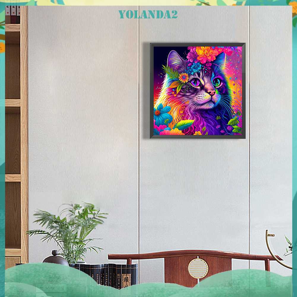 Tranh Đính Đá Kim Cương Toàn Bộ 5D DIY Hình Vẽ Mèo Trang Trí Nhà Cửa