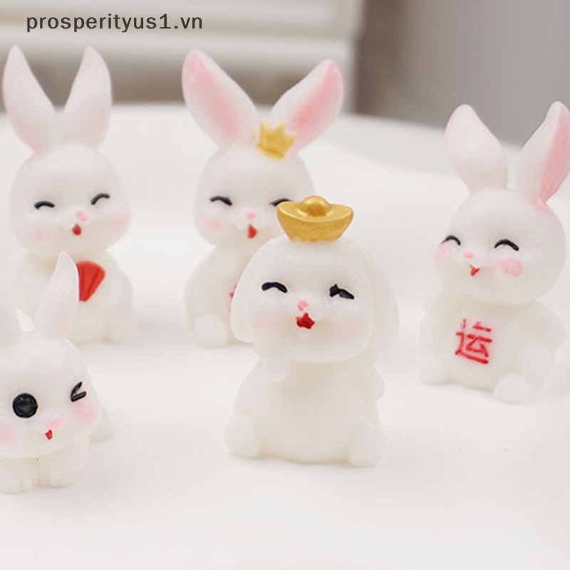 1 [prosperityus1] Set 10 Tượng Thỏ Mini Bằng Nhựa Resin Dạ Quang Dễ Thương Trang Trí Tiểu Cảnh [VN]