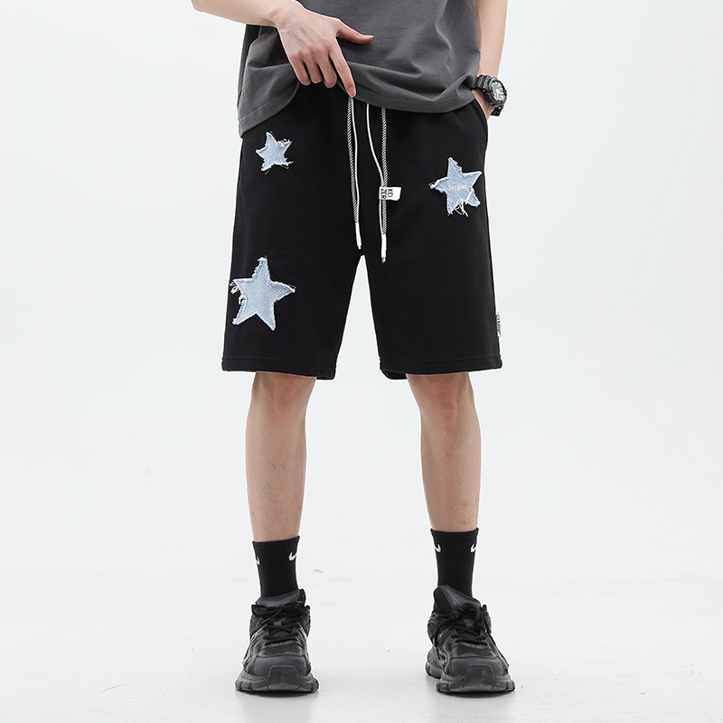 Quần Short Thể Thao Dáng Rộng Họa Tiết Ngôi Sao Phong Cách Hip Hop Đường Phố Mỹ Thời Trang Mùa Hè Cho Nam