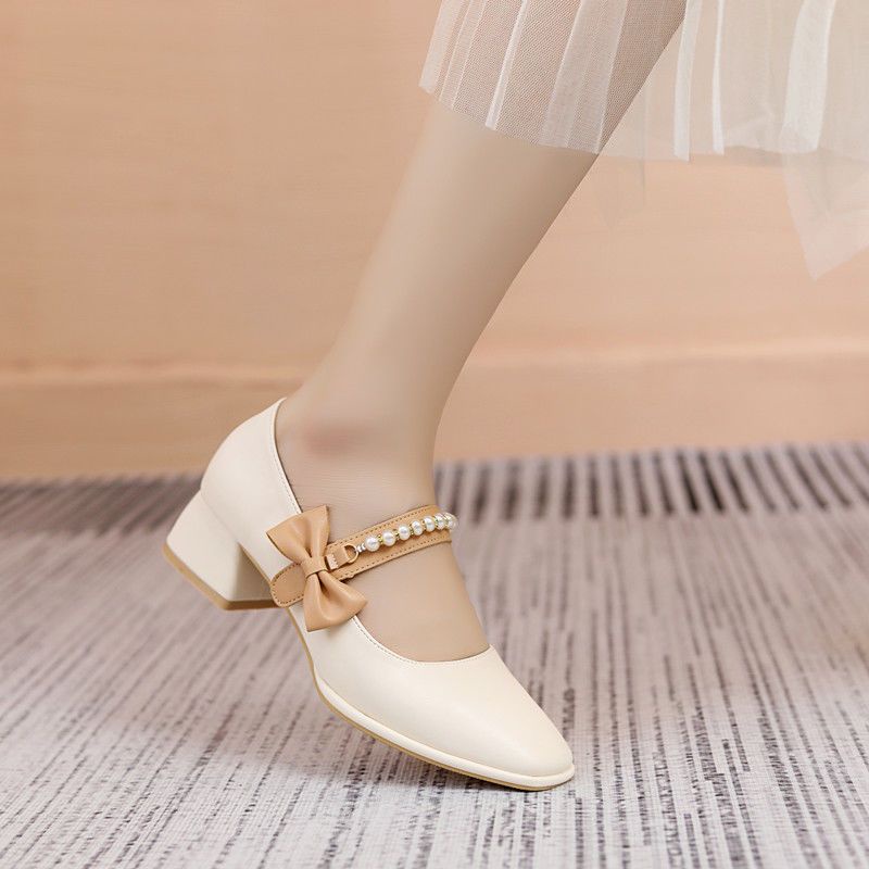 Giày Cao Gót Da Phong Cách Thời Trang Xuân Thu 2023 Dành Cho Nữ