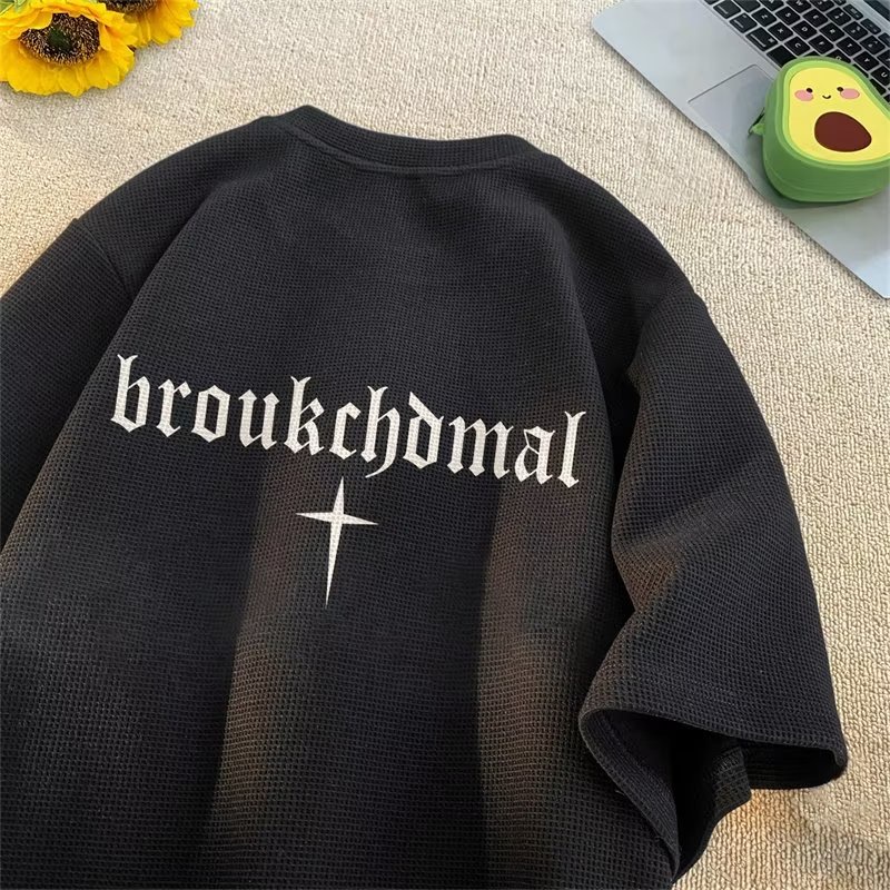 Áo Thun Nam Ngắn Tay In Chữ Thập Phong Cách Đường Phố Cá Tính