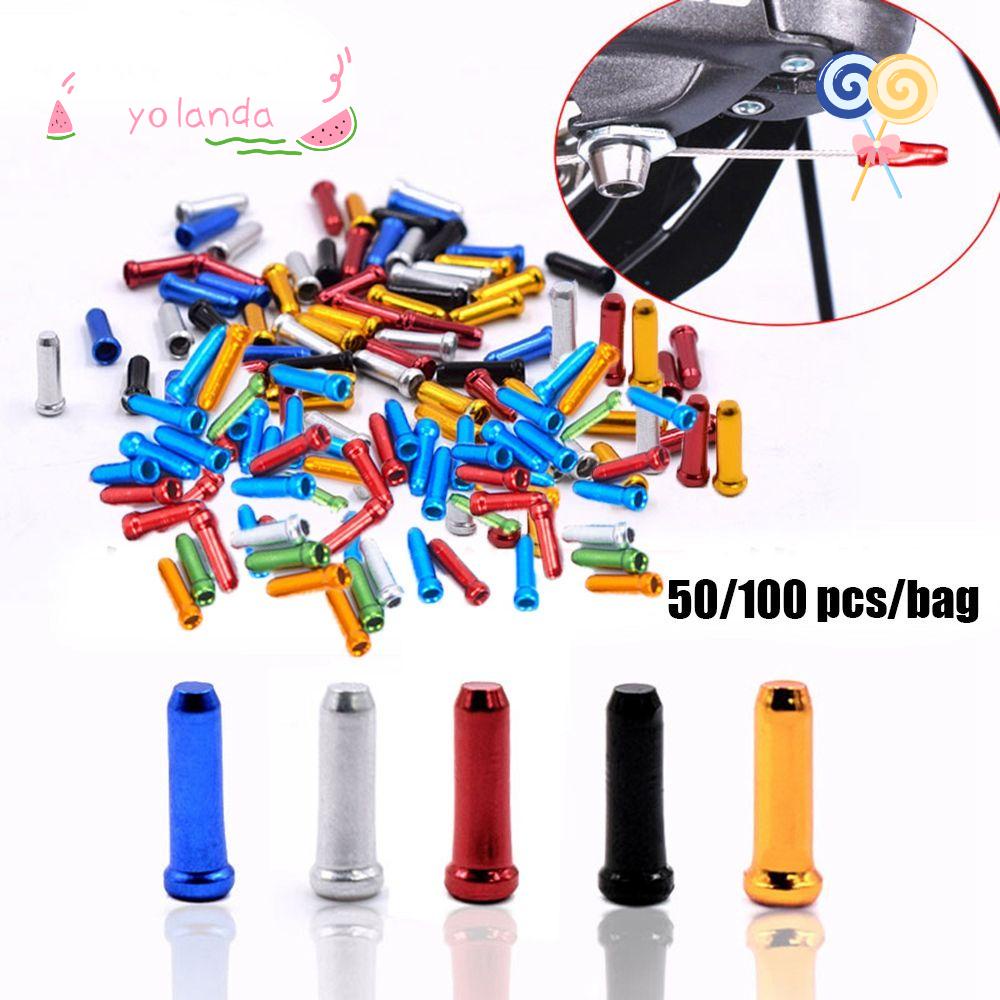 Set 50 / 100 Đầu Bọc Dây Phanh Xe Đạp Bằng Hợp Kim Nhôm Nhiều Màu