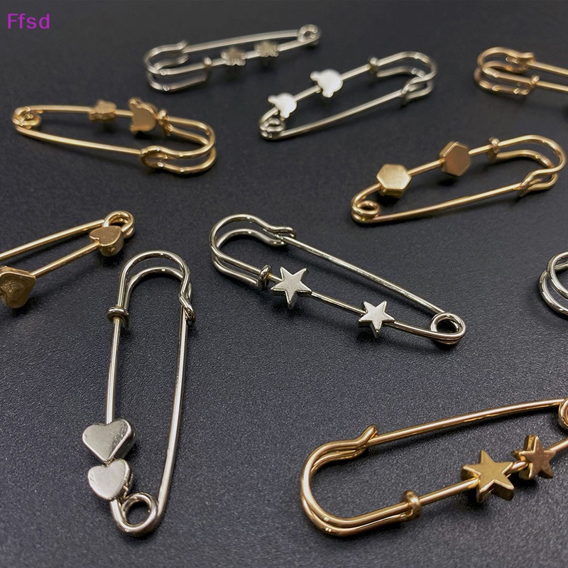 {Ffsd} Trâm Cài Áo Bằng Hợp Kim Hình Lục Giác / Gấu Ngôi Sao Màu Vàng Kim Cố Định Chống Ánh Sáng Đơn Giản * Hàng