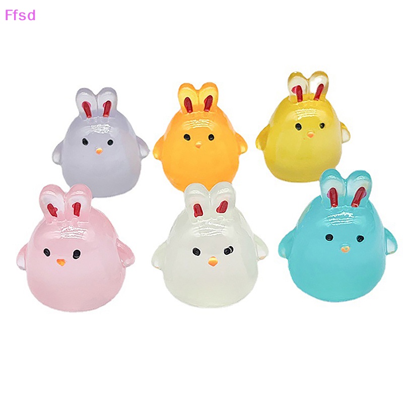 Thỏ Hoạt Hình Ba Chiều Bằng Nhựa Resin Phát Sáng Trang Trí Tiểu Cảnh DIY