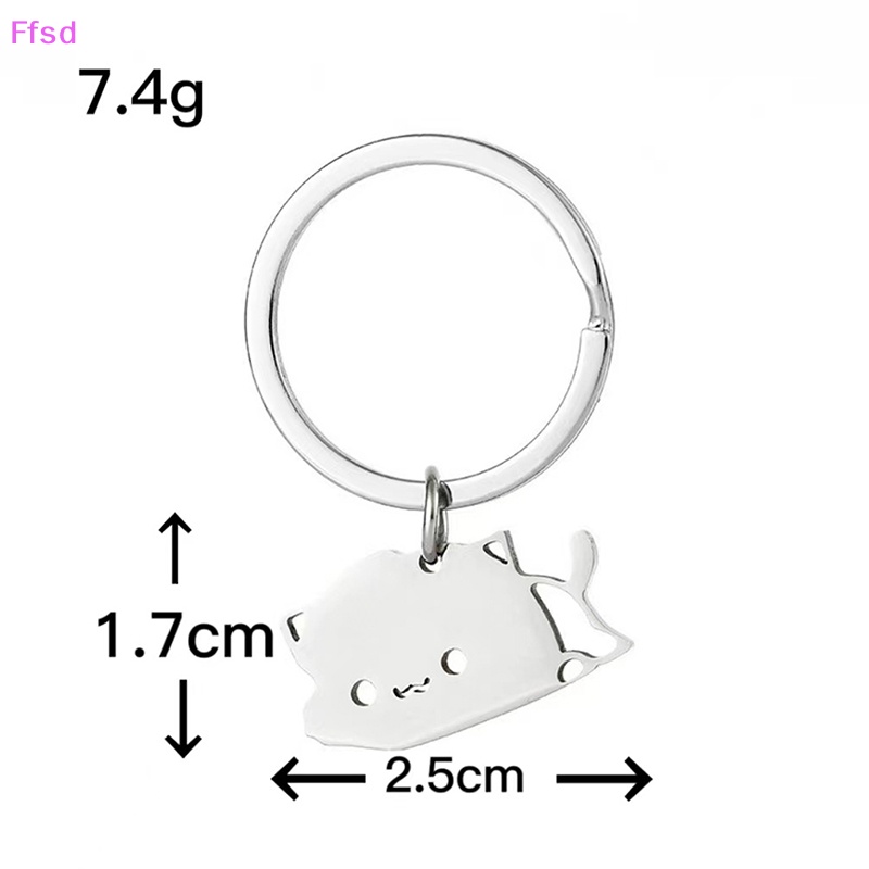 {Ffsd} Móc Chìa Khóa Bằng Thép Không Gỉ Hình Mèo Hoạt Hình Dễ Thương Trang Trí Túi Xách * Bán