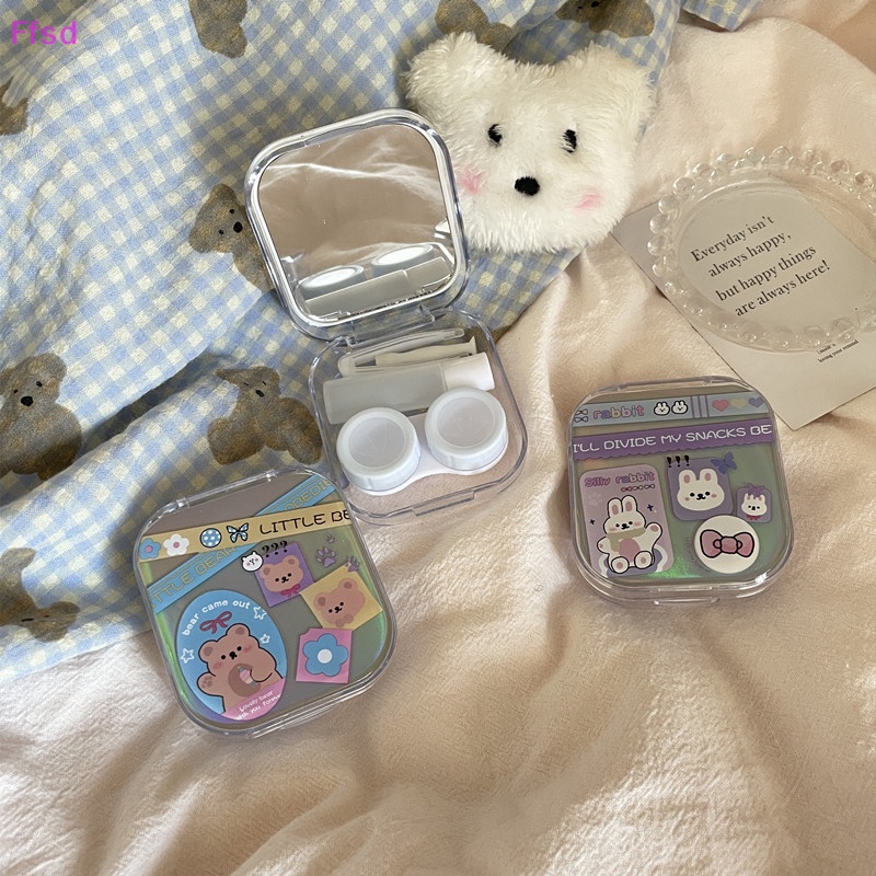 {Ffsd} Hộp Đựng Kính Áp Tròng Hình Gấu Màu Laser Đơn Giản Nhỏ Gọn Tươi Mới Phong Cách INS Làm Quà Tặng * Bán Chạy