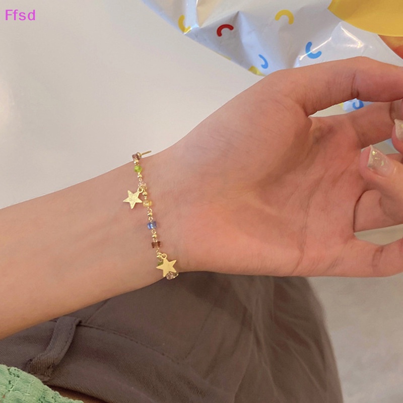 {Ffsd} Vòng Tay Chuỗi Hạt Pha Lê Hình Ngôi Sao Nhiều Màu Sắc Phong Cách Ins Vintage Thời Trang Làm Quà Tặng Trang Sức Cho Nữ *