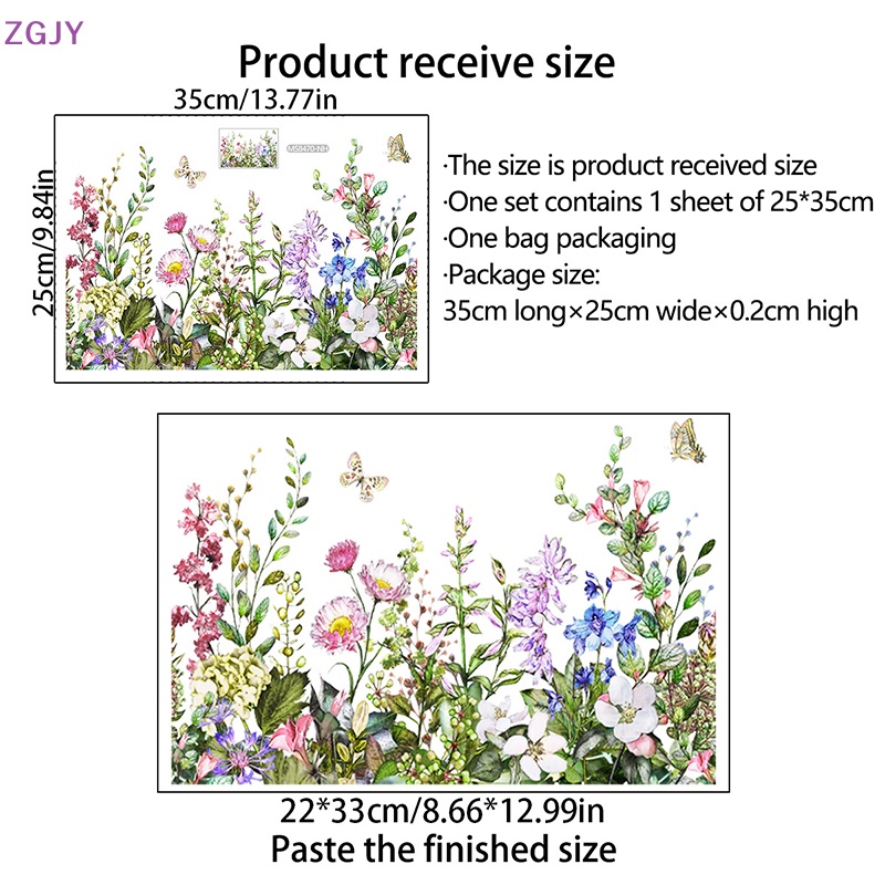 Sticker Dán Tường Tự Dính Họa Tiết Hoa Lá Và Bướm Độc Đáo Trang Trí Nhà Cửa Mới