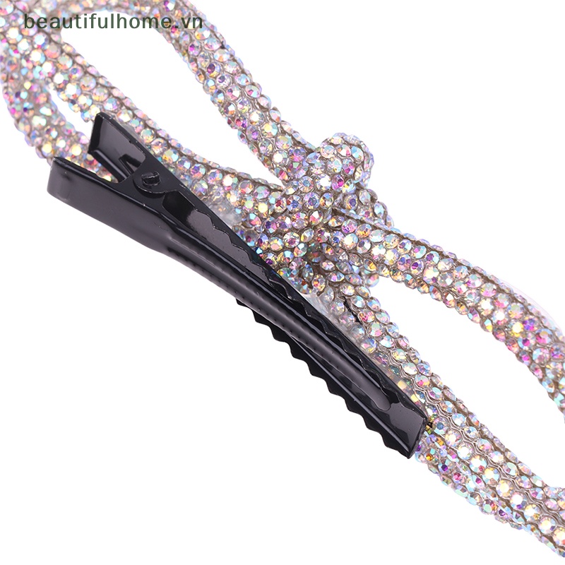 Bộ 2 Kẹp Tóc Hình Nơ Đính Đá Xinh Xắn