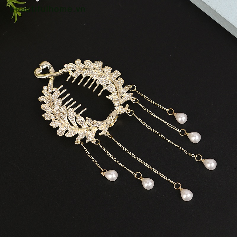 Kẹp Tóc Càng Cua Đính Ngọc Trai Giả Thanh Lịch Cho Nữ