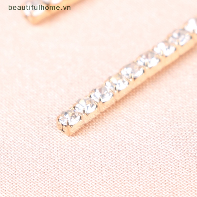 [beautifulhome] Bông Tai Kim Loại Dài Tua Rua Hình Nơ Đen Lấp Lánh Pha Lê Sáng Bóng [beauty]