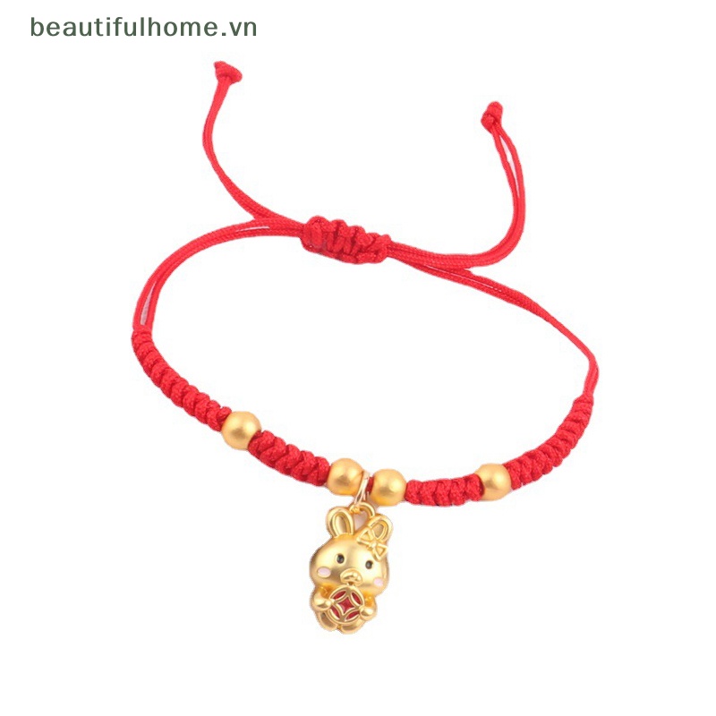 [beautifulhome] Vòng Tay Thỏ May Mắn Dây Bện Màu Đỏ Phong Cách Trung Hoa Cổ Điển Có Thể Điều Chỉnh Làm Quà Tặng Trang Sức Năm Mới [beauty]