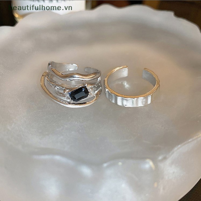 [beautifulhome] Nhẫn Kim Loại Dạng Lỏng Kiểu Hình Học Rỗng Sáng Tạo Thời Thượng Cho Nữ [beauty]