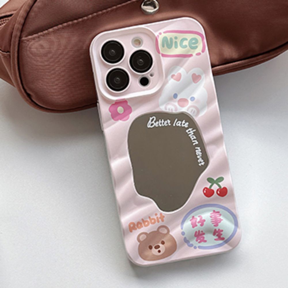 Ốp Điện Thoại TPU Mềm Chống Sốc Gắn Kèm Gương Hình Gấu / Thỏ 3D Dành Cho IPhone 11 14 13 12 Pro Max