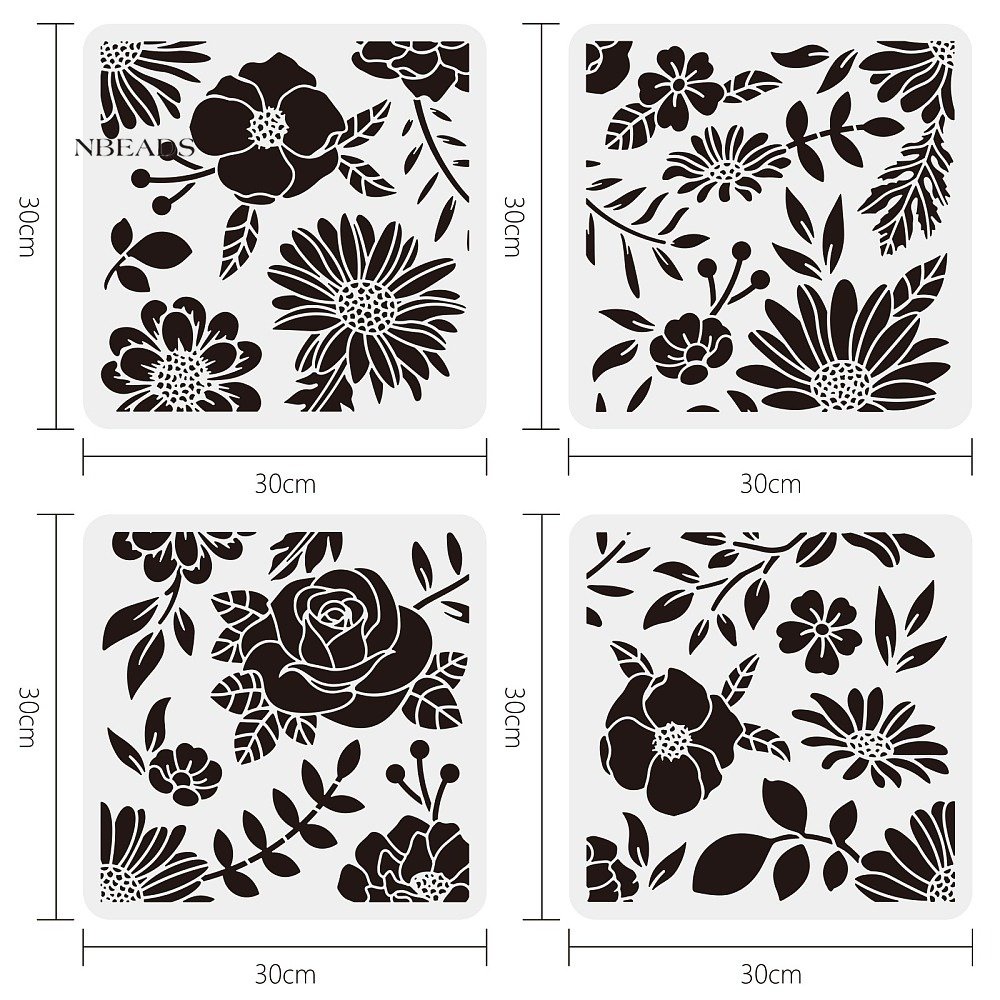 1 Bộ 4 Khuôn Vẽ 4 Kiểu Hình Thú Cưng Dùng Trang Trí Album Ảnh DIY 300x300mm 1pc