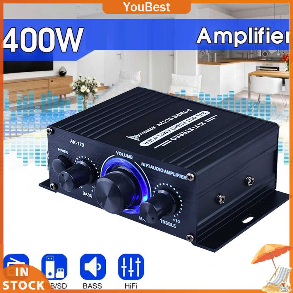 Set 1-5 Bộ Khuếch Đại Âm Thanh Ak-170 Hifi 200X200W Hai Kênh Chuyên Dụng Cho Xe Hơi / Nhà Cửa