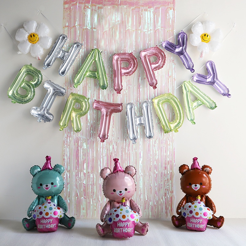 Sy2 set 32 Bong Bóng / Rèm Cửa / Chữ Happy birthday Trang Trí Tiệc Tùng Cho Bé YS2