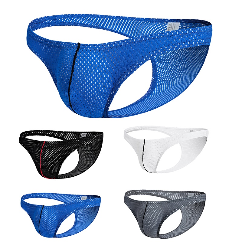 Quần Lót Tam Giác Ôm Sát Phối Lưới Không Đường May Co Giãn Màu Đen / Trắng / Xám / Xanh Dương Cho Nam