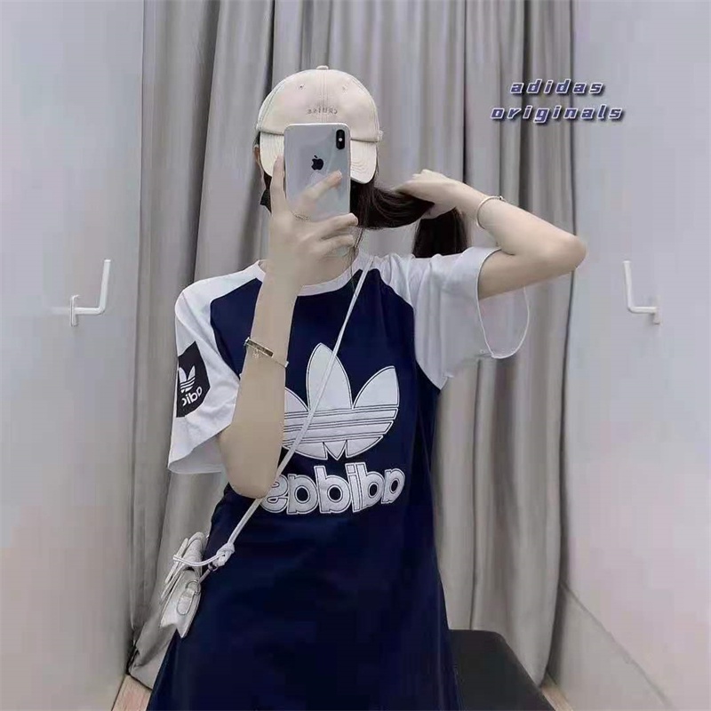 Đầm Maxi Cổ Tròn Chất Liệu 100% Cotton In Logo Adidas Thời Trang Cho Nữ