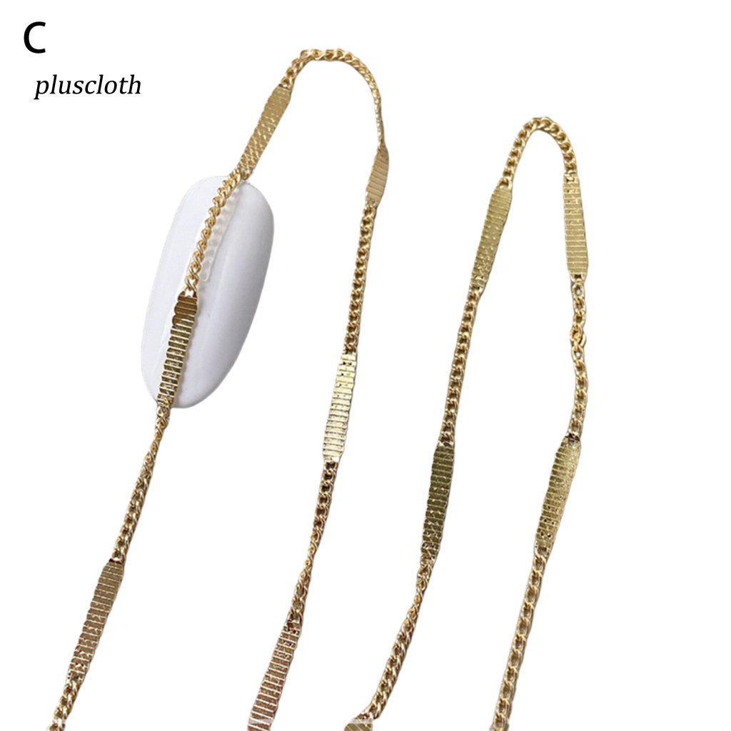 &lt; Plusclothing &gt; Chuỗi Dây Xích Ba Chiều Ánh Sáng Màu Vàng / Bạc Tự Trang Trí Móng Tay Nghệ Thuật Không Rơi Cho Salon