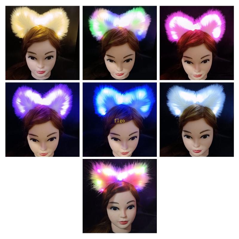 Flgo Băng Đô Tai Mèo Nhồi Bông Phát Sáng Trong Đêm Dùng Làm Đạo Cụ Chụp Ảnh