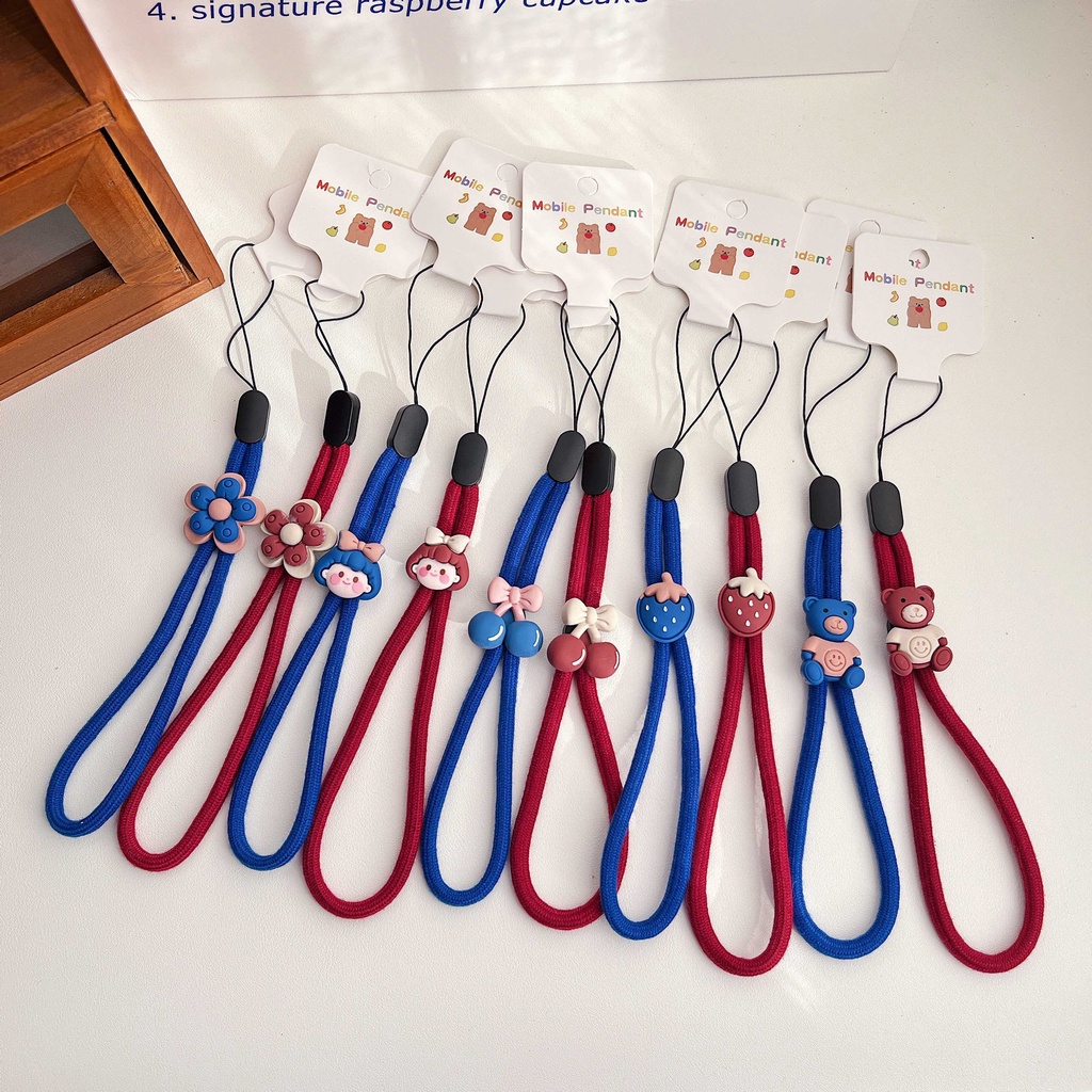 Ốp Điện Thoại Di Động Dạng Nhẫn Ngắn Mặt Hoạt Hình Dễ Thương Đơn Giản Có Dây Đeo Tay Trang Trí Cho